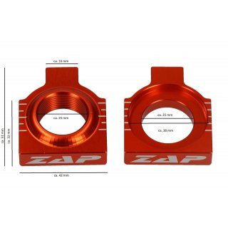 ZAP Achsblcke Kettenspanner passt an KTM SX SMR SXF 125 250 350 450 ab13 orange