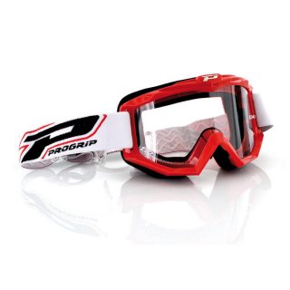 Progrip 3201 Race Line Atzaki Goggles Motocross Enduro Brille rot/wei