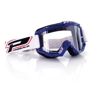 Progrip 3201 Race Line Atzaki Goggles Motocross Enduro Brille blau/wei