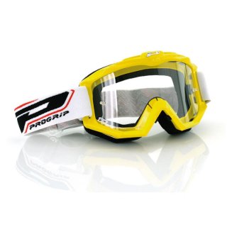 Progrip 3201 Race Line Atzaki Goggles Motocross Enduro Brille gelb/wei