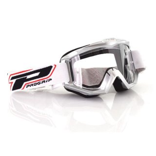 Progrip 3201 Race Line Atzaki Goggles Motocross Enduro Brille silber/wei