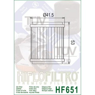 Hiflo lfilter HF651 passt an Husqvarna 701 Supermoto Enduro Vitpilen ab16