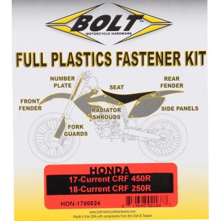 Bolt Schraubenkit Plastikteile passt an Honda CRF 250 18-21, 450 17-20