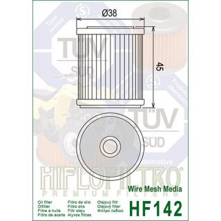 Hiflo lfilter HF142 passt an Yamaha YZ WR 250F 400F 426F 98-02 YFM 350 400