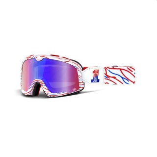 100% Barstow Death Spray Customs Goggles Classic Brille wei/rot/blau
