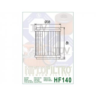 Hiflo lfilter HF140 passt an Yamaha YFM 250 08-13 YFZ 450 ab09 YP 125 ab15