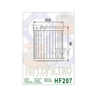Hiflo lfilter HF207 passt an Suzuki RMZ 250 ab04, RMZ RMX 450 ab05, FL 125