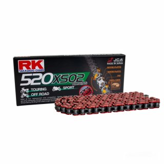 RK 520 XSO2 X-Ring Motorrad Kette mit Nietschloss in rot